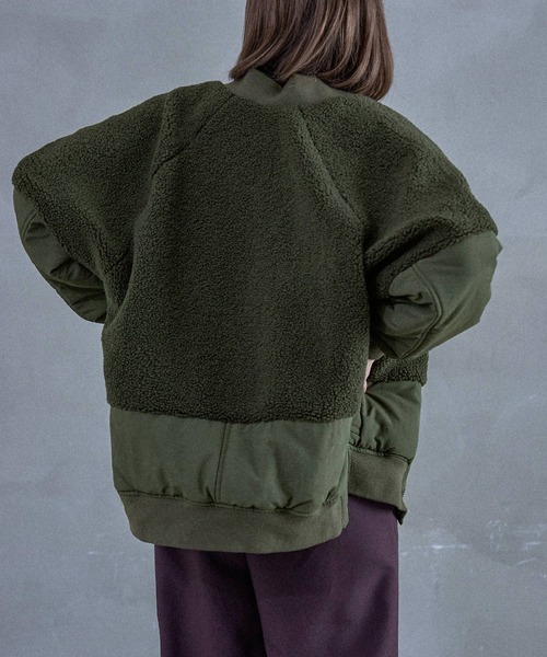 Fashion Letter（ファッションレター）の「ボア切り替え オーバーサイズMA-1（MA-1・レディース・ブラック/アイボリー/カーキ・M）」の21枚目の写真