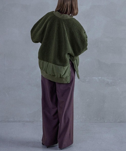 Fashion Letter（ファッションレター）の「ボア切り替え オーバーサイズMA-1（MA-1・レディース・ブラック/アイボリー/カーキ・M）」の22枚目の写真