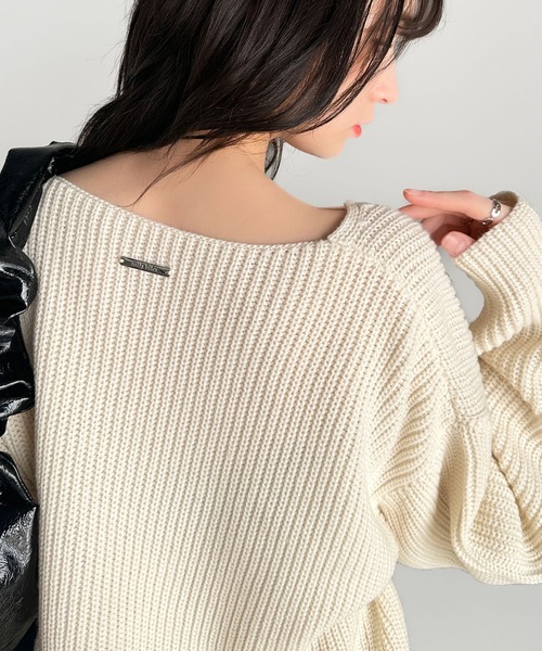 mily bilet(ミウィビレット)の「【mily bilet】キュートなふんわりスタイル。2wayプレート使いクロスデザイン畦編みニットプルオーバー(長袖)(ニット/セーター・レディース・ピンク/アイボリー/ブラック/グレー・SMALL/MEDIUM/LARGE/X-LARGE)」の12枚目の写真