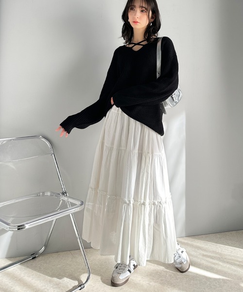 mily bilet(ミウィビレット)の「【mily bilet】キュートなふんわりスタイル。2wayプレート使いクロスデザイン畦編みニットプルオーバー(長袖)(ニット/セーター・レディース・ピンク/アイボリー/ブラック/グレー・SMALL/MEDIUM/LARGE/X-LARGE)」の14枚目の写真