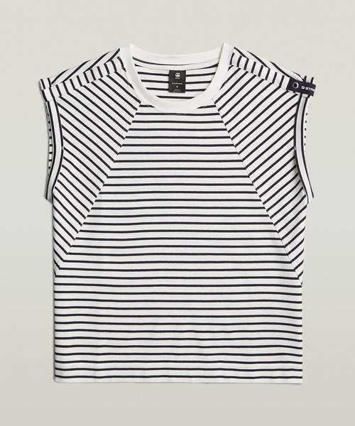 セール】SEAM DETAIL STRIPE LOOSE TOP/シームディテール