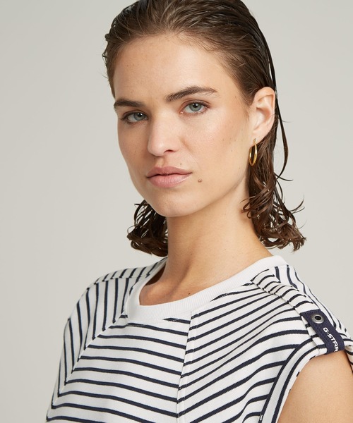 セール】SEAM DETAIL STRIPE LOOSE TOP/シームディテール