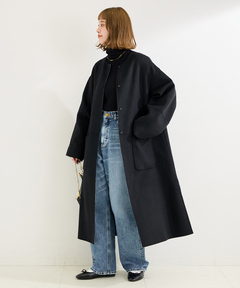 Louere JUNOAH シャギーノーカラーコクーンロングコート Louere シャギーノーカラーコクーンロングコート[品番