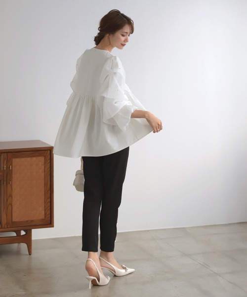 MERAKI（メラキ）の「裾リボンデザインパンツ（その他パンツ・レディース・ブラック/グレー/ブラウン/ネイビー・S/M/L）」の8枚目の写真