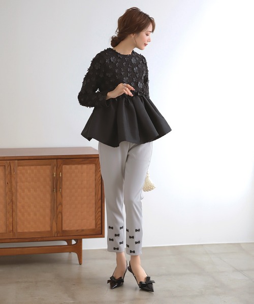 MERAKI（メラキ）の「裾リボンデザインパンツ（その他パンツ・レディース・ブラック/グレー/ブラウン/ネイビー・S/M/L）」の14枚目の写真