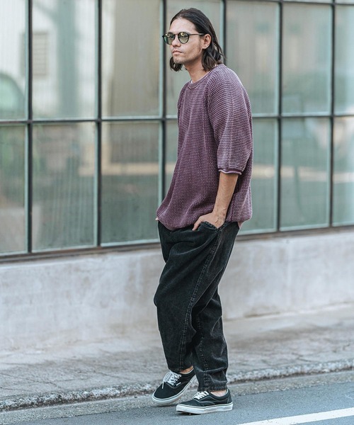 CAMBIO（カンビオ）の「mn3081-Pigment Waffle Knit Short Sleeve Pullover クルーネックニット（ニット/セーター・メンズ・グリーン/ブラック/ワイン・S/M/L）」の15枚目の写真