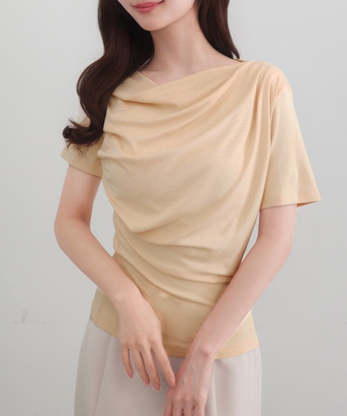 SOLOTRE 売れ筋商品|||ソロトレ Tシャツ トップス レディース Tops White S-LL/2点セット/体型カバーにも】着回しいろいろ ジレ＋ロゴT