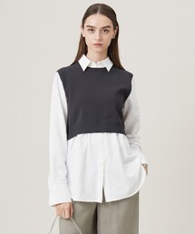 【2WAY・洗える】シャツクロスコンビニットプルオーバー