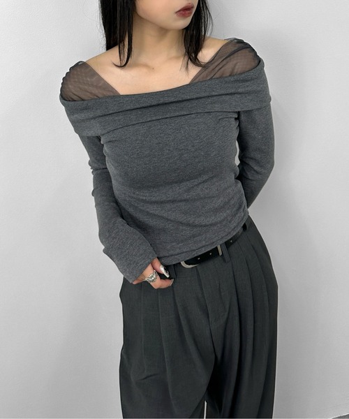 LVEU.】シアードッキングオフショルトップス / トップス カットソー
