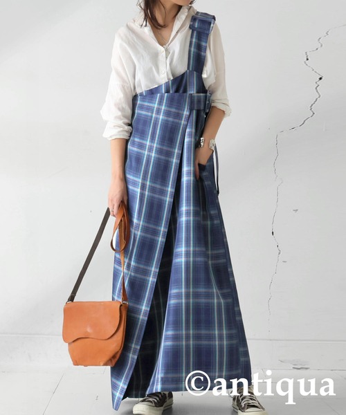 antiqua(アンティカ)の「チェックサスペンダースカート(スカート・レディース・ブルー/ブラック・ONESIZE)」の7枚目の写真
