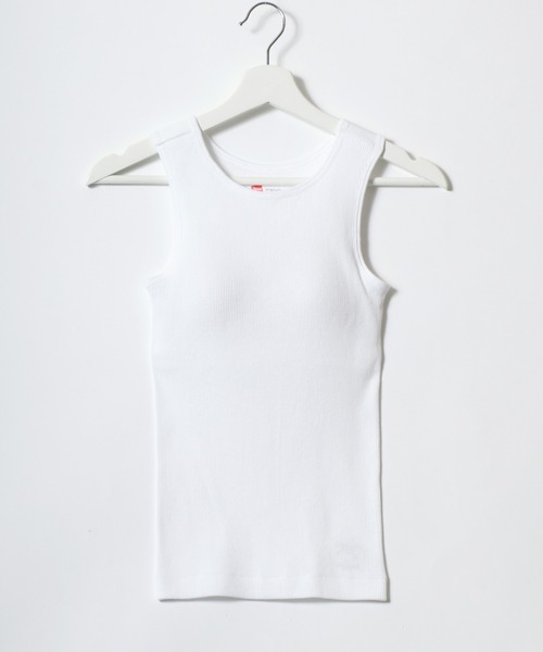 HANES(ヘインズ)の「Hanes(ヘインズ)アメスリブラトップ/リブタンクトップ カップ付き(タンクトップ・レディース・グレー/ブラック/ホワイト・FREE)」の4枚目の写真