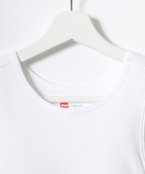 HANES(ヘインズ)の「Hanes(ヘインズ)アメスリブラトップ/リブタンクトップ カップ付き(タンクトップ・レディース・グレー/ブラック/ホワイト・FREE)」の10枚目の写真