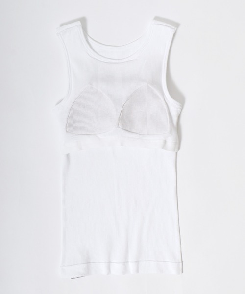 HANES(ヘインズ)の「Hanes(ヘインズ)アメスリブラトップ/リブタンクトップ カップ付き(タンクトップ・レディース・グレー/ブラック/ホワイト・FREE)」の12枚目の写真