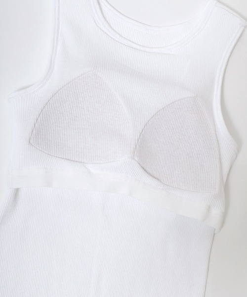 HANES(ヘインズ)の「Hanes(ヘインズ)アメスリブラトップ/リブタンクトップ カップ付き(タンクトップ・レディース・グレー/ブラック/ホワイト・FREE)」の13枚目の写真