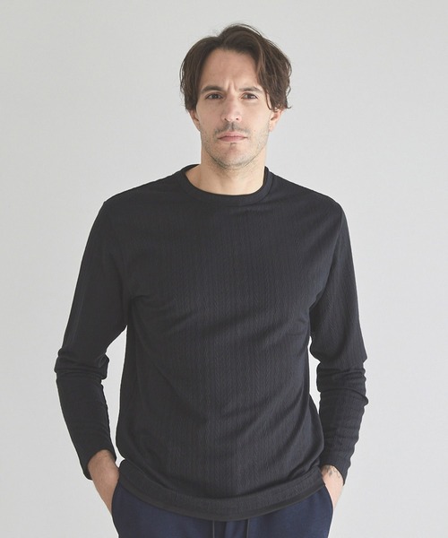 RATTLE TRAP(ラトルトラップ)の「ストライプウェーブジャガードロングスリーブTシャツ(Tシャツ/カットソー・メンズ・サックスブルー/ブラック/ホワイト・M/L)」の1枚目の写真