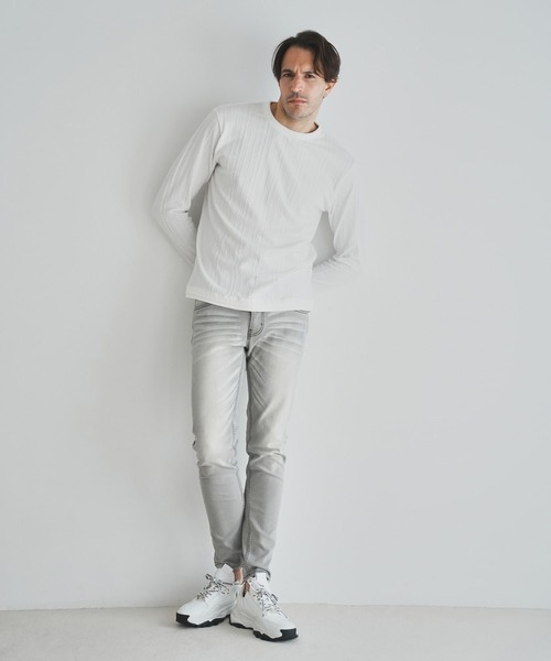 RATTLE TRAP(ラトルトラップ)の「ストライプウェーブジャガードロングスリーブTシャツ(Tシャツ/カットソー・メンズ・サックスブルー/ブラック/ホワイト・M/L)」の21枚目の写真