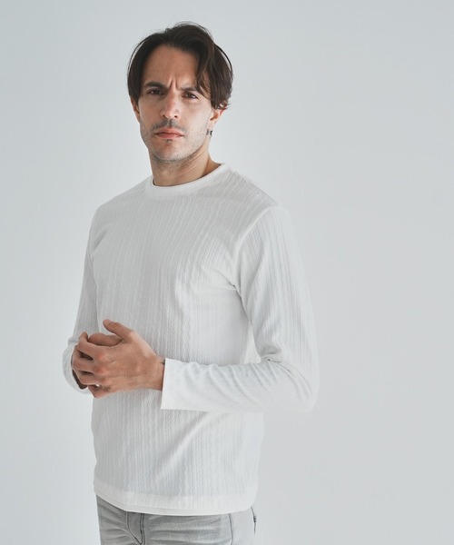RATTLE TRAP(ラトルトラップ)の「ストライプウェーブジャガードロングスリーブTシャツ(Tシャツ/カットソー・メンズ・サックスブルー/ブラック/ホワイト・M/L)」の14枚目の写真