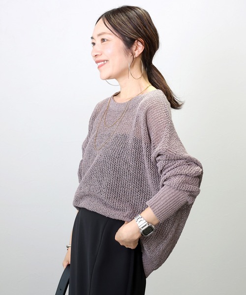 Aletta vita(アレッタビータ)の「メッシュニット長袖プルオーバー(ニット/セーター・レディース・グレー/ブラック/モカ・FREE)」の12枚目の写真