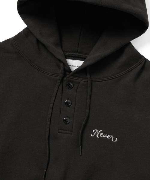 【THISISNEVERTHAT】クォーターボタンパーカーオフブラック セール】Quarter Button Hoodie（パーカー）｜thisisneverthat