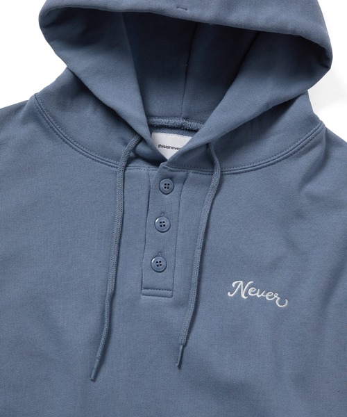 【THISISNEVERTHAT】クォーターボタンパーカーオフブラック セール】Quarter Button Hoodie（パーカー）｜thisisneverthat