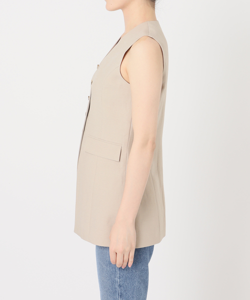 NOBLE ノーブル Vカラージレブラウス　ベスト　ベージュ Noble（ノーブル）の「Vカラージレブラウス（ベスト）」 - WEAR
