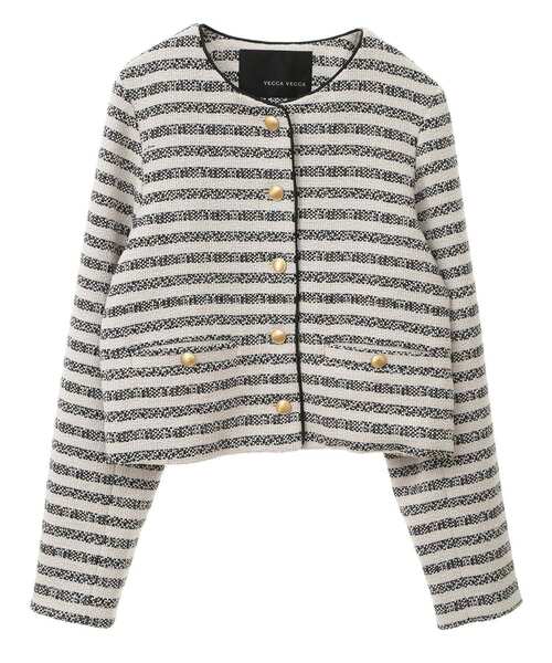 セール】マリンボーダージャケット（ノーカラージャケット）｜YECCA  