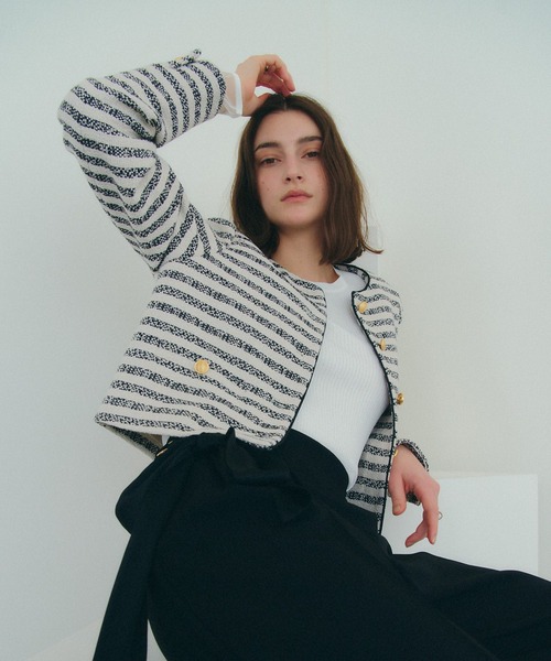 セール】マリンボーダージャケット（ノーカラージャケット）｜YECCA  