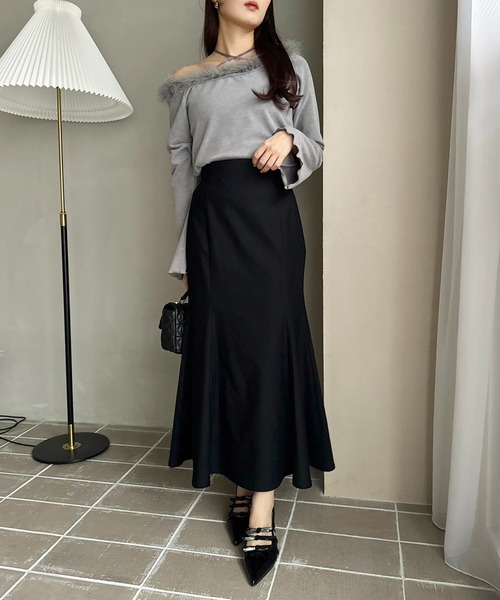 one after another NICE CLAUP(ワンアフターアナザーナイスクラップ)の「ウエストサイズ調整可/ロングマーメイドスカート(スカート・レディース・ブラック/ベージュ/その他1・SMALL/MEDIUM)」の4枚目の写真