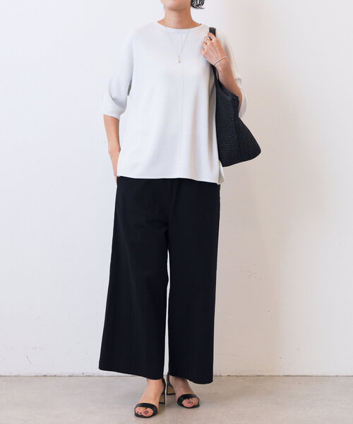 BEARDSLEY(ビアズリー)の「コットンストレッチウエストリブパンツ(その他パンツ・レディース・ベージュ/ブラック/レッド・1/2/0)」の11枚目の写真