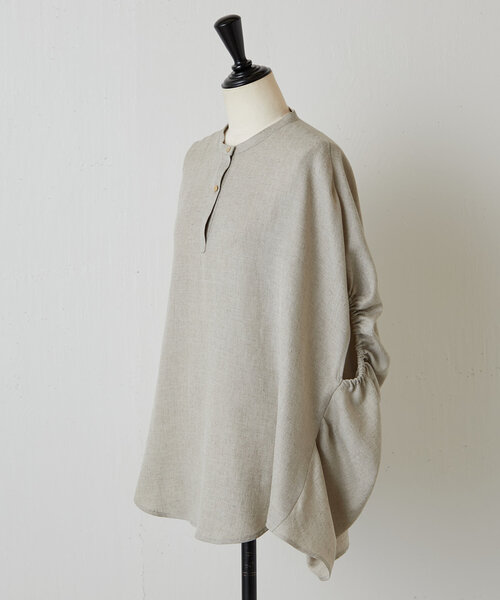 BEARDSLEY（ビアズリー）の「麻調合繊ボリュームブラウス（シャツ/ブラウス・レディース・チャコールグレー/ベージュ・FREE）」の14枚目の写真