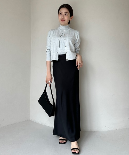 anuans シルクブレンドベーシックニットカーディガン Silver シルクブレンドベーシックニットカーディガン