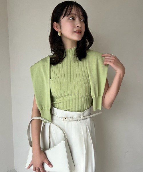 新品anuans シルクブレンド ベーシックニットカーディガンノースリーブニット シルクブレンドベーシックニットカーディガン（カーディガン