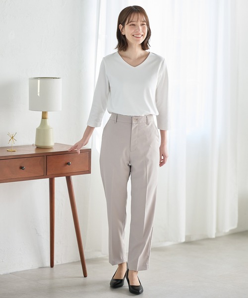 Honeys(ハニーズ)の「7分袖きれいめVネックT(Tシャツ/カットソー・レディース・ホワイト/ライトグレー/ブルー/ブラック・L/LL/M/S)」の13枚目の写真