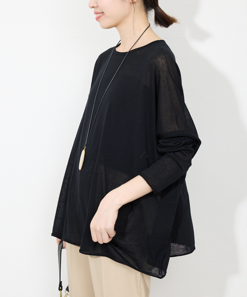 SLOBE IENA(スローブイエナ)の「《追加》コットンシルクビッグプルオーバー(ニット/セーター・レディース・ブラック/ホワイト/ブラウン/ブルー・FREE)」の13枚目の写真