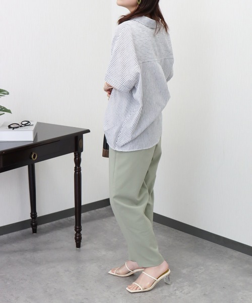 やわさらリネン〈洗濯機可能・吸水速乾・UVカット〉ストライプ