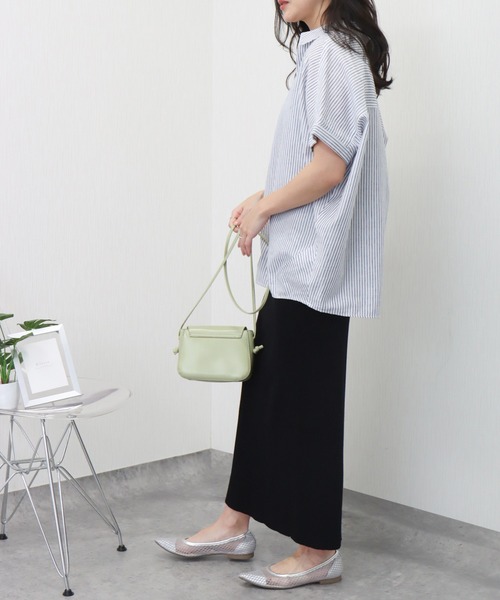 libelle more(リベル モア)の「やわさらリネン〈洗濯機可能・吸水速乾・UVカット〉ストライプスキッパーシャツ(シャツ/ブラウス・レディース・ブルー系その他/ホワイト×ネイビー/ホワイト系その他/ホワイト×ブラック・M)」の18枚目の写真
