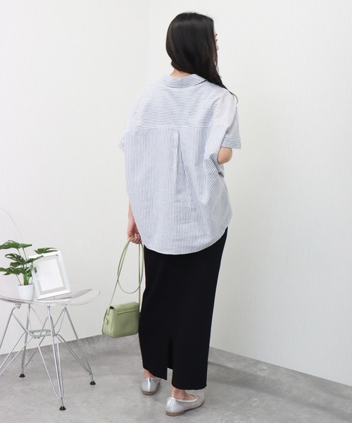 ブラウス シャツ 「抗菌・UVカット・吸水速乾」「やわさらリネン」スキッパーシャツ レディース Re-J&SUPURE｜【吸水速乾・抗菌防臭・UV】やわさらリネン