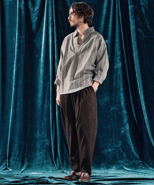 ANGENEHM(アンゲネーム)の「mp13337-Seersucker fabric tapered pants バルーンパンツ(その他パンツ・メンズ・ブラウン系その他/ブラック系その他・S/M/L)」の21枚目の写真