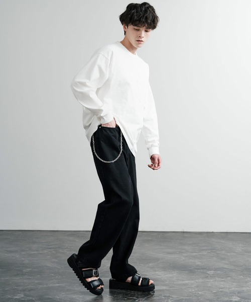 Rocky Monroe(ロッキーモンロー)の「厚底シャークソール PUレザーベルクロストラップサンダル(サンダル・メンズ・ブラック・M/L/XL)」の6枚目の写真