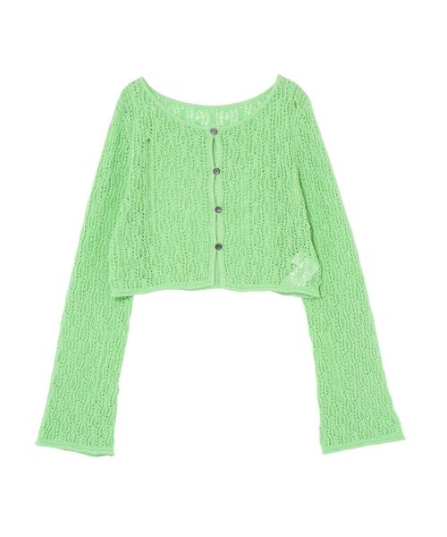 OUNNOUN（オウンノウン）の「【OUNNOUN】メッシュトップス クロップドニットカーデ（カーディガン/ボレロ・レディース・アイボリー/ブラック/グリーン・FREE）」の5枚目の写真