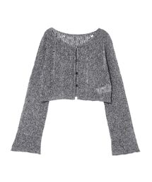 【OUNNOUN】メッシュトップス クロップドニットカーデ
