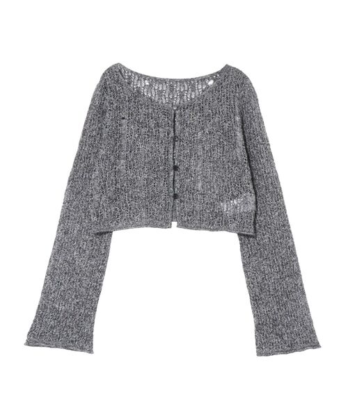 OUNNOUN（オウンノウン）の「【OUNNOUN】メッシュトップス クロップドニットカーデ（カーディガン/ボレロ・レディース・アイボリー/ブラック/グリーン・FREE）」の3枚目の写真