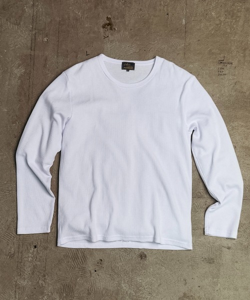 Coffee & Cigarettes(コーヒーアンドシガレッツ)の「3C5 HEAVY WAFFLE CREW – USA VINTAGE FIT ワッフル クルーネックロンTEE ビンテージフィット(Tシャツ/カットソー・メンズ・ブラック/サックスブルー/ヘザーグレー/ホワイト・XL)」の2枚目の写真