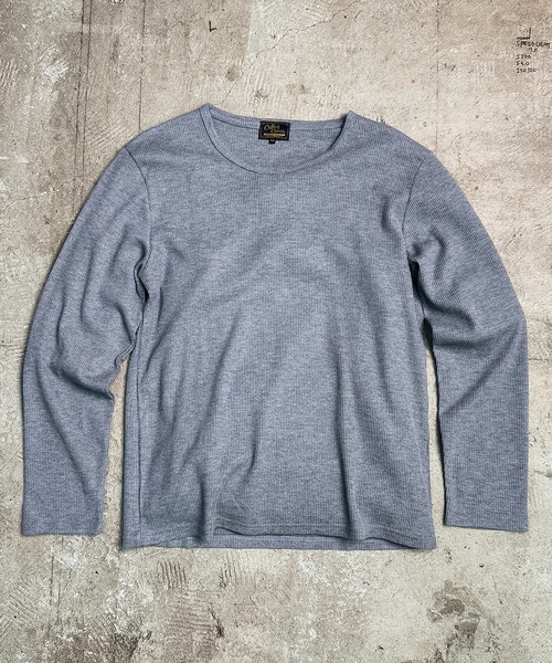 Coffee & Cigarettes(コーヒーアンドシガレッツ)の「3C5 HEAVY WAFFLE CREW – USA VINTAGE FIT ワッフル クルーネックロンTEE ビンテージフィット(Tシャツ/カットソー・メンズ・ブラック/サックスブルー/ヘザーグレー/ホワイト・XL)」の1枚目の写真
