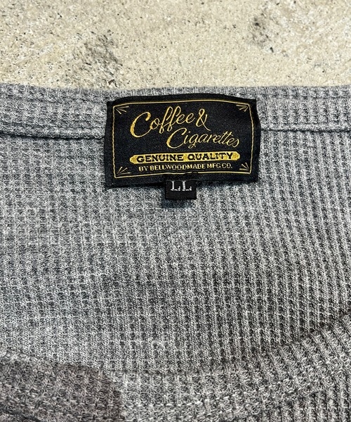 Coffee & Cigarettes(コーヒーアンドシガレッツ)の「3C5 HEAVY WAFFLE CREW – USA VINTAGE FIT ワッフル クルーネックロンTEE ビンテージフィット(Tシャツ/カットソー・メンズ・ブラック/サックスブルー/ヘザーグレー/ホワイト・XL)」の13枚目の写真