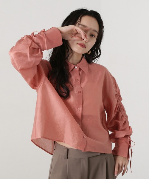 N.（N. Natural Beauty Basic）（エヌエヌナチュラルビューティーベーシック）の「シアードロストスリーブシャツ（シャツ/ブラウス・レディース・コーラルピンク/グリーン系その他/オフホワイト・MEDIUM）」の3枚目の写真