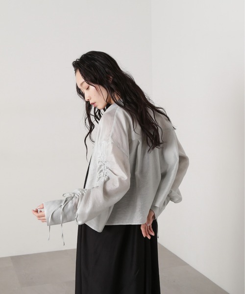 N.（N. Natural Beauty Basic）（エヌエヌナチュラルビューティーベーシック）の「シアードロストスリーブシャツ（シャツ/ブラウス・レディース・コーラルピンク/グリーン系その他/オフホワイト・MEDIUM）」の18枚目の写真