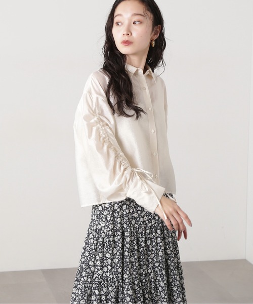 N.（N. Natural Beauty Basic）（エヌエヌナチュラルビューティーベーシック）の「シアードロストスリーブシャツ（シャツ/ブラウス・レディース・コーラルピンク/グリーン系その他/オフホワイト・MEDIUM）」の8枚目の写真