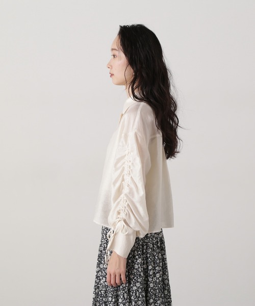 N.（N. Natural Beauty Basic）（エヌエヌナチュラルビューティーベーシック）の「シアードロストスリーブシャツ（シャツ/ブラウス・レディース・コーラルピンク/グリーン系その他/オフホワイト・MEDIUM）」の10枚目の写真