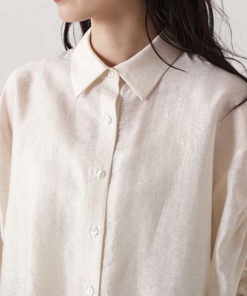 N.（N. Natural Beauty Basic）（エヌエヌナチュラルビューティーベーシック）の「シアードロストスリーブシャツ（シャツ/ブラウス・レディース・コーラルピンク/グリーン系その他/オフホワイト・MEDIUM）」の12枚目の写真